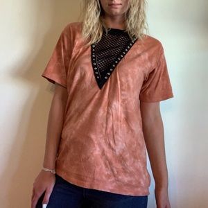 Forever 21 V Neck Mesh Cut Out